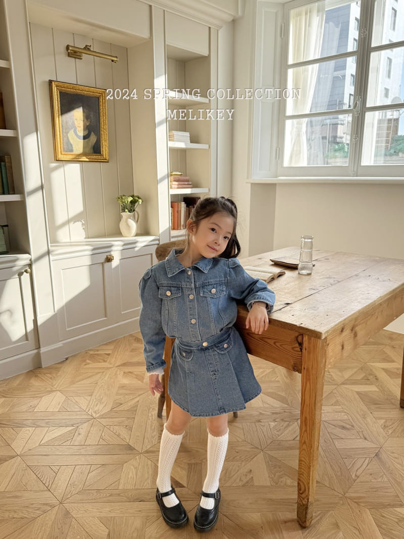 Melikey - Korean Children Fashion - #kidsstore - Puff Denim Jacket - 8