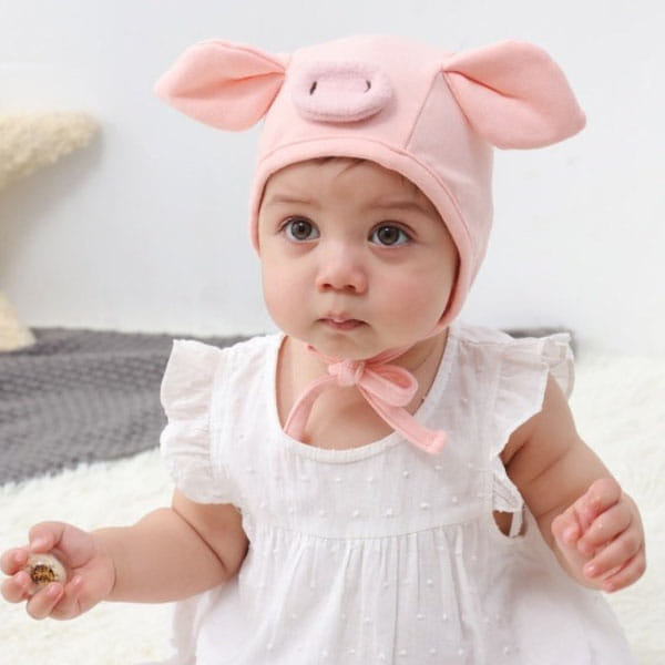 Miso - Korean Baby Fashion - #babyootd - Pig Bonnet Hat