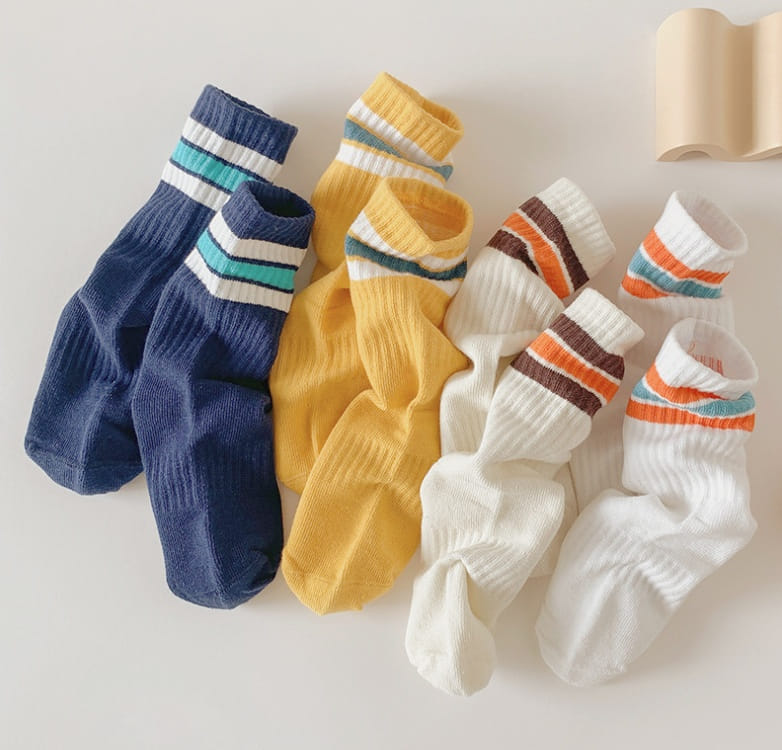 Miso - Korean Children Fashion - #kidsstore - Color Three Line Socks - 9