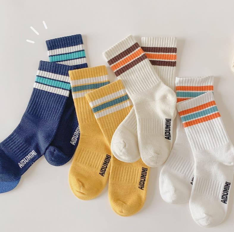 Miso - Korean Children Fashion - #kidzfashiontrend - Color Three Line Socks - 10