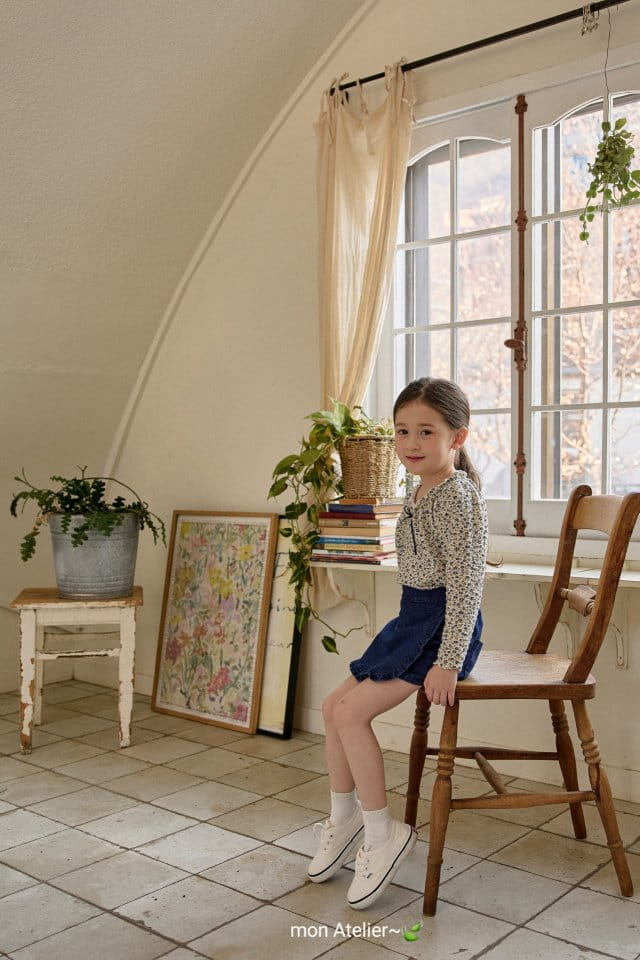 Mon Atelier - Korean Children Fashion - #kidsshorts - Pansy Flower Tee - 10