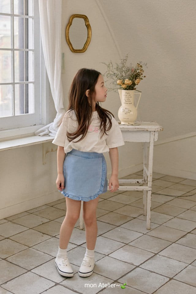 Mon Atelier - Korean Children Fashion - #kidsstore - Denim Frill Wrap Pants