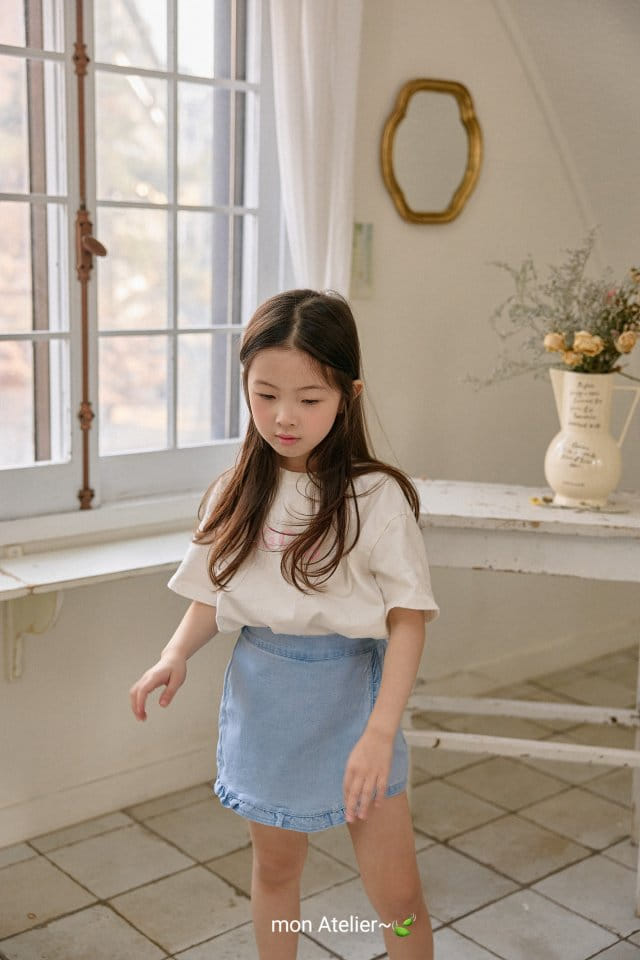 Mon Atelier - Korean Children Fashion - #kidzfashiontrend - Denim Frill Wrap Pants - 2