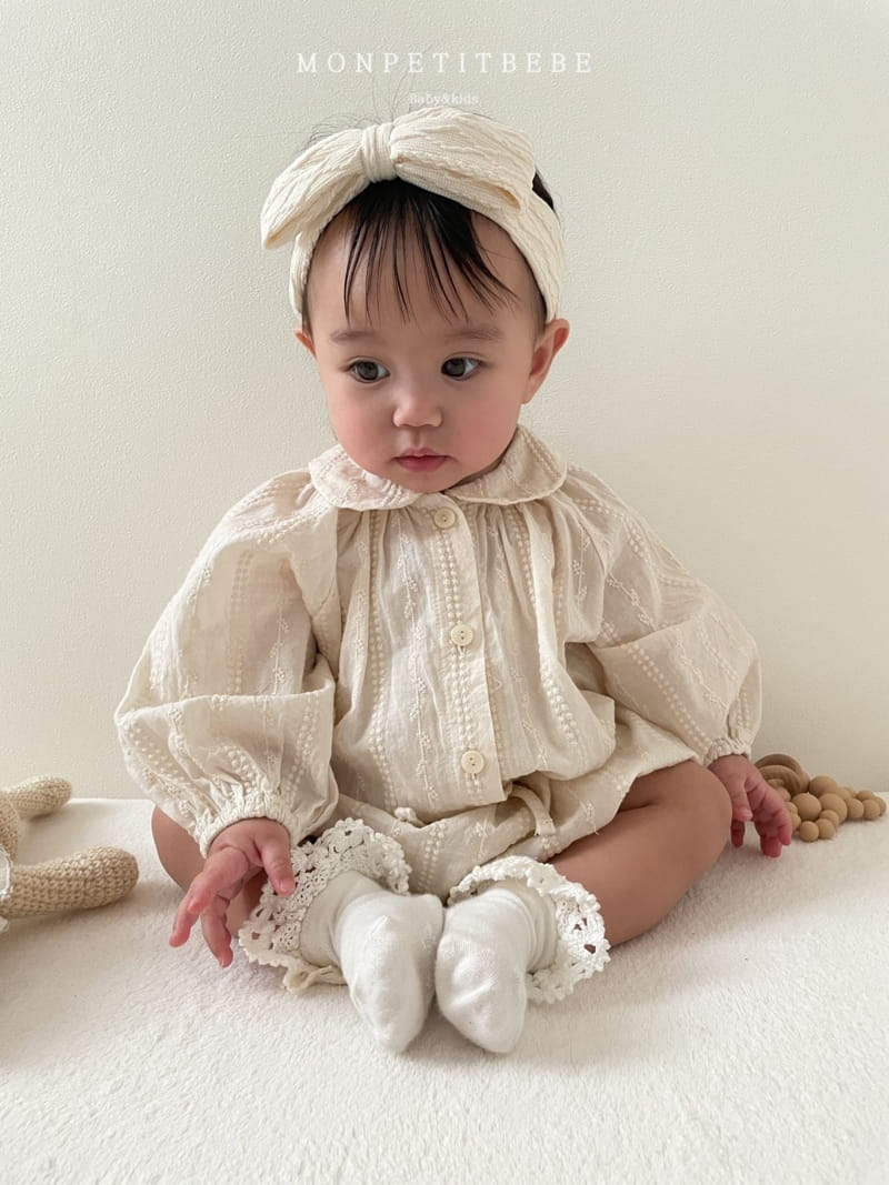 Mon Petit Bebe - Korean Baby Fashion - #babyfashion - Ann Collar Top Bottom Set - 5