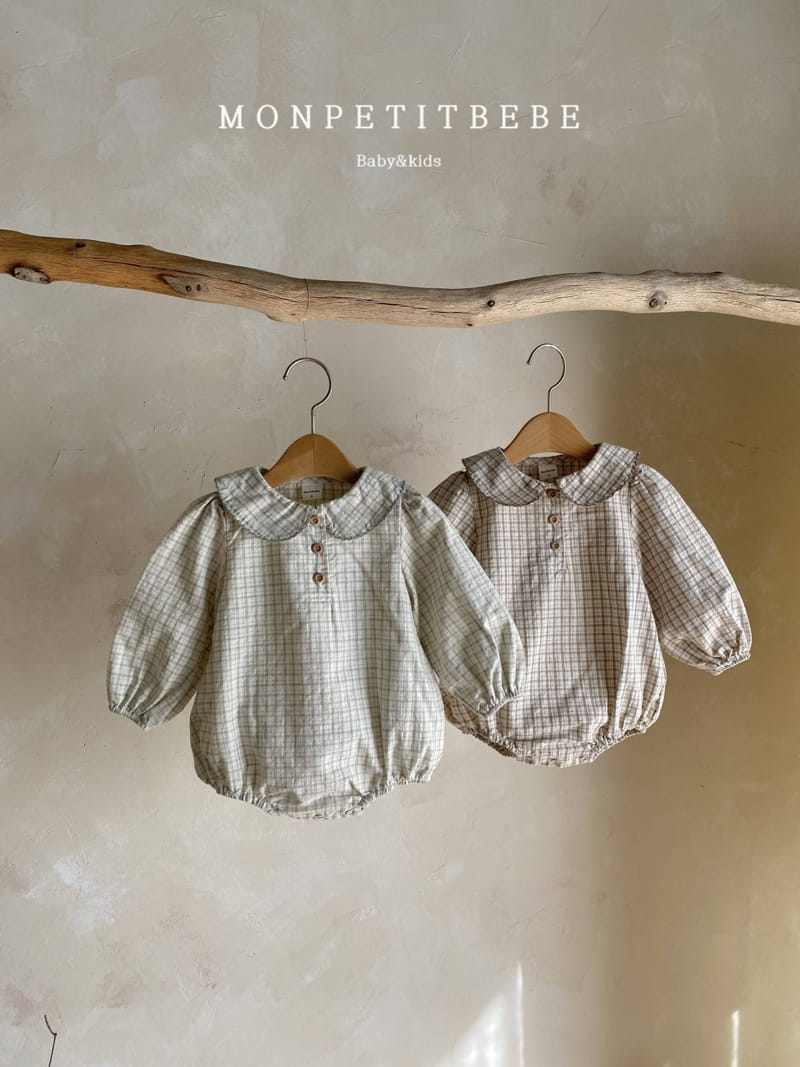 Mon Petit Bebe - Korean Baby Fashion - #onlinebabyboutique - Picot Check Body Suit