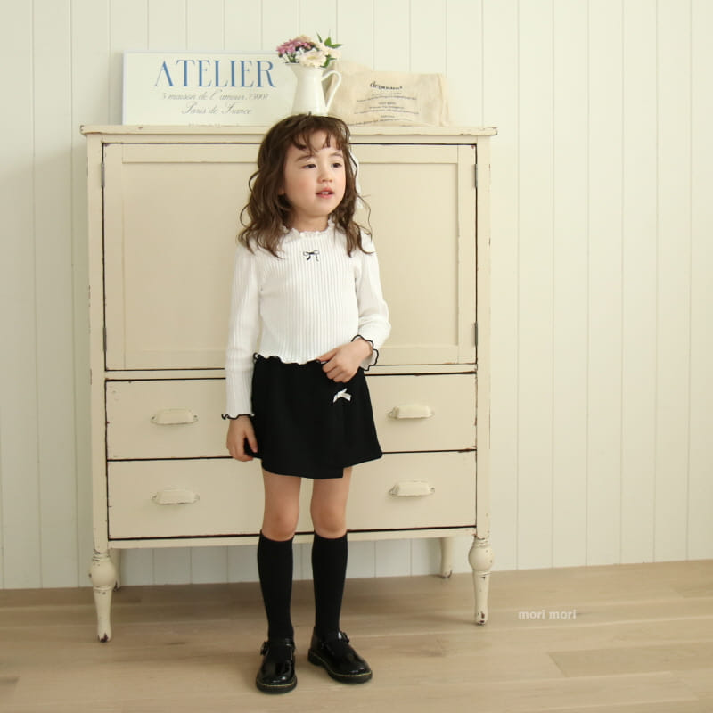 Mori Mori - Korean Children Fashion - #stylishchildhood - Rib Ribbon Tee - 3