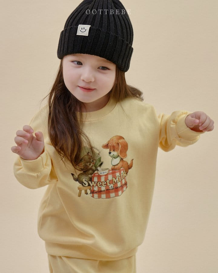 Oott Bebe - Korean Children Fashion - #Kfashion4kids - Sweet Milk Top Bottom Set - 3