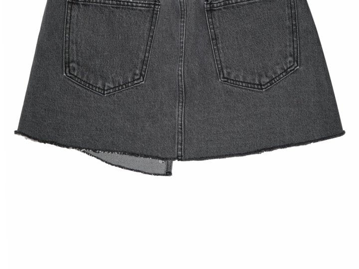 Paper Moon - Korean Women Fashion - #momslook - Unbalanced Wrap Detail Denim Mini Skirt  - 11