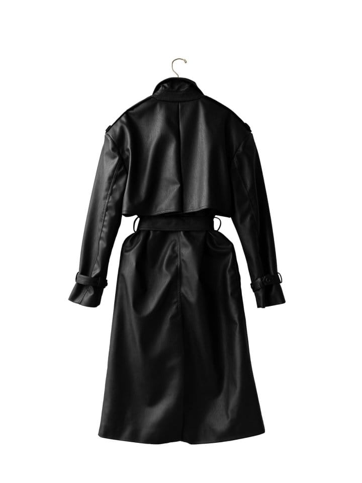 Paper Moon - Korean Women Fashion - #momslook - Oversized Double Breasted Vegan L Trench Coat  - 6