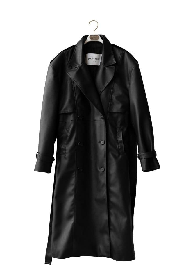 Paper Moon - Korean Women Fashion - #momslook - Oversized Double Breasted Vegan L Trench Coat  - 8