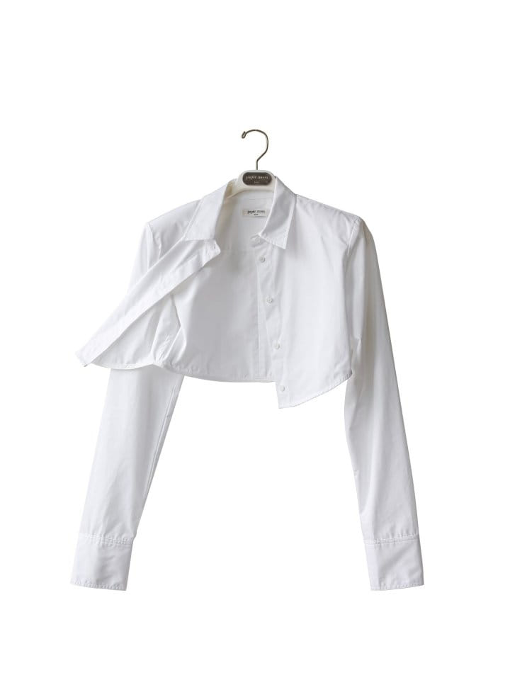 Paper Moon - Korean Women Fashion - #womensfashion - LUX Shoulder Pad Cropped Button Down Shirt  - 4