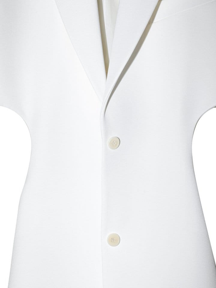 Paper Moon - Korean Women Fashion - #momslook - Squared Shoulder Cut Out Waist Detail Minimal Blazer  - 10