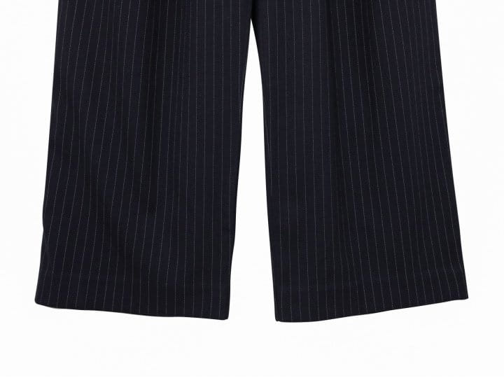 Paper Moon - Korean Women Fashion - #momslook - Pin Striped Low Waisted Double Pleats Wide Trousers  - 10