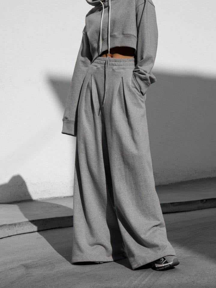 Paper Moon - Korean Women Fashion - #pursuepretty - Pin - Tuck Detail Sweat Wide Pants - 10