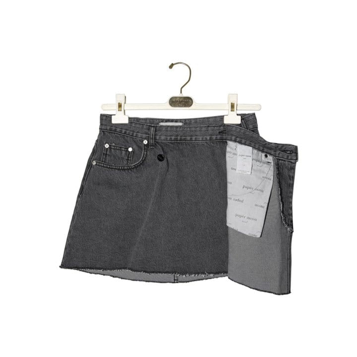 Paper Moon - Korean Women Fashion - #pursuepretty - Unbalanced Wrap Detail Denim Mini Skirt  - 4