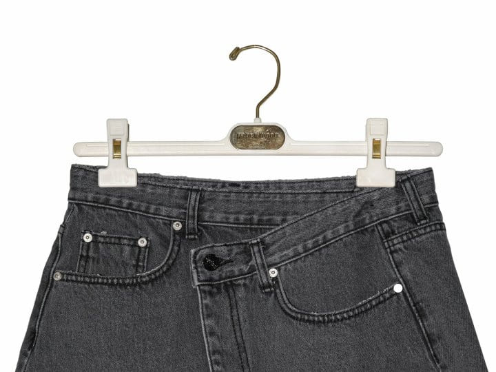 Paper Moon - Korean Women Fashion - #shopsmall - Unbalanced Wrap Detail Denim Mini Skirt  - 6