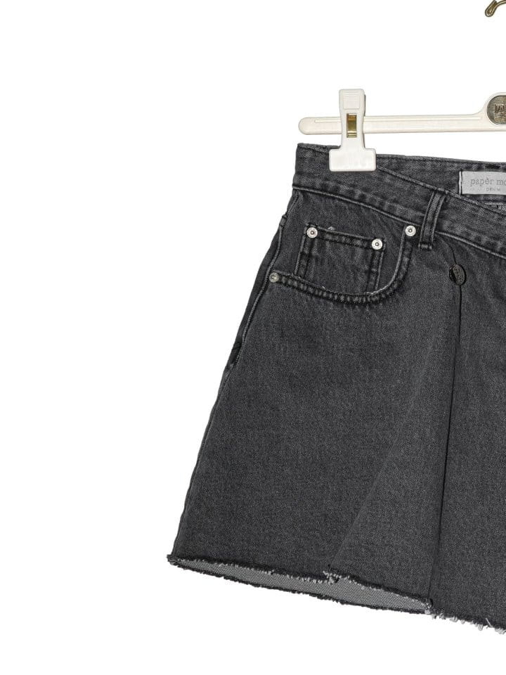 Paper Moon - Korean Women Fashion - #thelittlethings - Unbalanced Wrap Detail Denim Mini Skirt  - 8