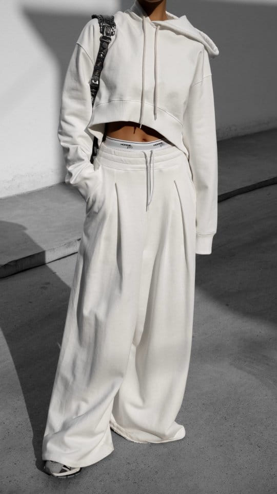 Paper Moon - Korean Women Fashion - #vintageinspired - Pin - Tuck Detail Sweat Wide Pants - 8