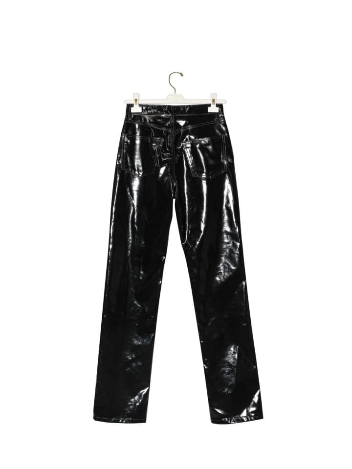 Paper Moon - Korean Women Fashion - #vintageinspired - Patent Vegan L Coated Straight Pants  - 3