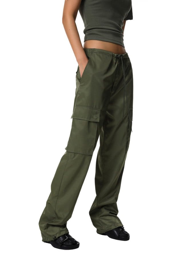 Paper Moon - Korean Women Fashion - #womensfashion - Nylon Drawstring Cargo Pocket Trousers  - 4