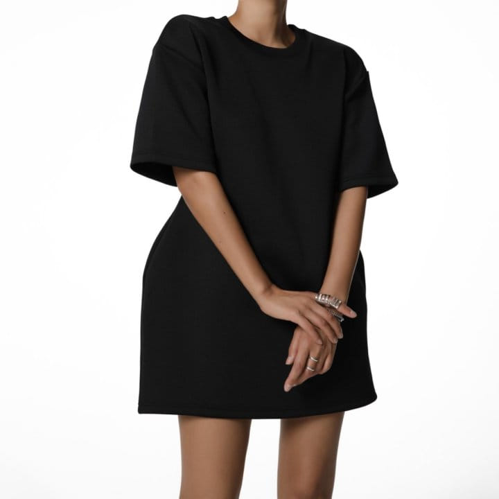 Paper Moon - Korean Women Fashion - #womensfashion - Neoprene Short Sleeves Mini Dress - 2