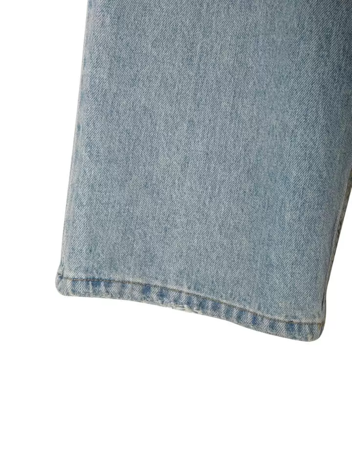 Paper Moon - Korean Women Fashion - #womensfashion - Wrap Detail Wide Denim Jeans - 11