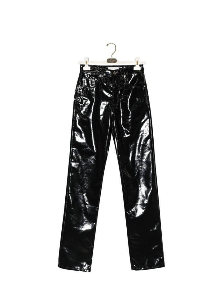 Paper Moon - Korean Women Fashion - #womensfashion - Patent Vegan L Coated Straight Pants  - 2