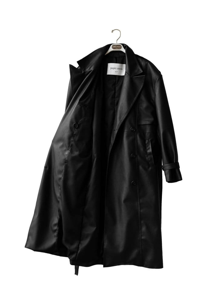 Paper Moon - Korean Women Fashion - #womensfashion - Oversized Double Breasted Vegan L Trench Coat  - 11