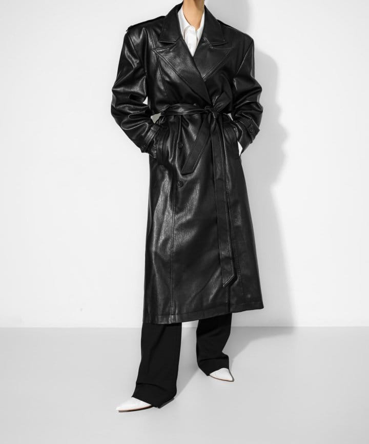 Paper Moon - Korean Women Fashion - #womensfashion - Oversized Double Breasted Vegan L Trench Coat  - 3