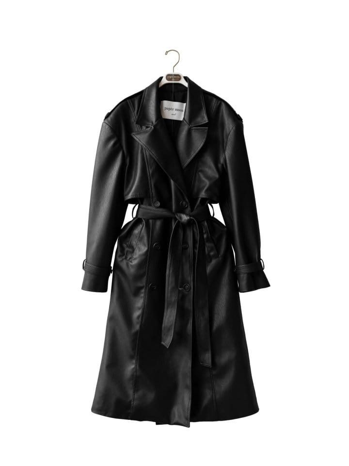 Paper Moon - Korean Women Fashion - #womensfashion - Oversized Double Breasted Vegan L Trench Coat  - 5