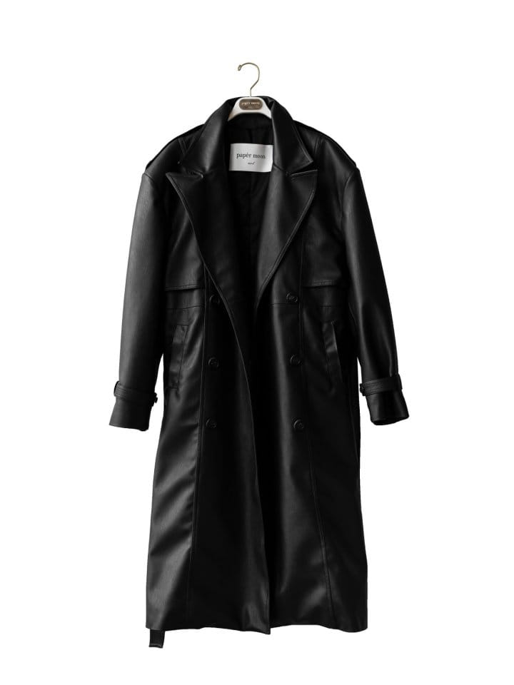 Paper Moon - Korean Women Fashion - #womensfashion - Oversized Double Breasted Vegan L Trench Coat  - 9