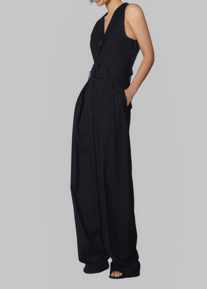 Paper Moon - Korean Women Fashion - #womensfashion - Pin Striped Low Waisted Double Pleats Wide Trousers 