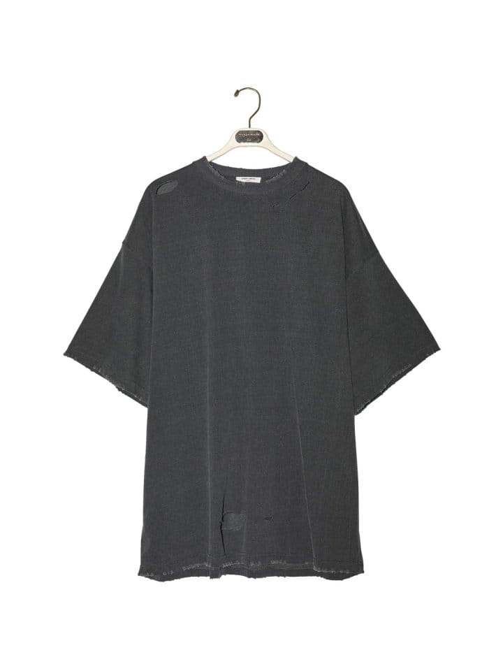 Paper Moon - Korean Women Fashion - #womensfashion - Oversized Pigment Cutted Detail T Shirt  - 6