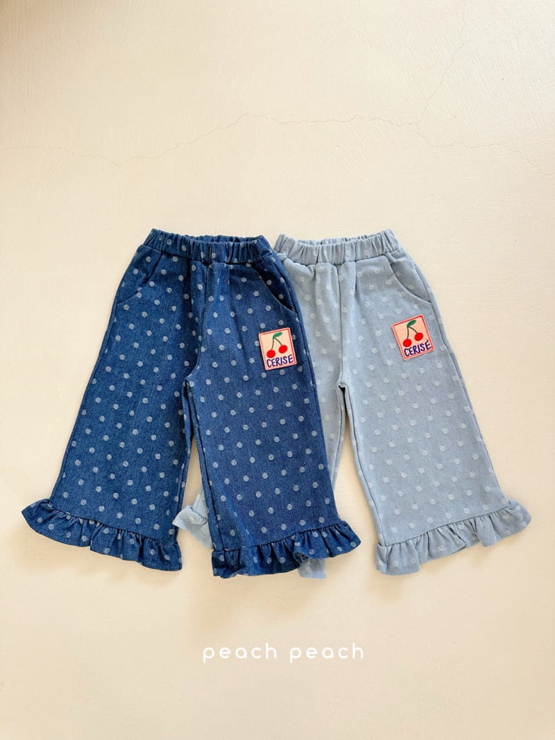 Peach-peach - Korean Children Fashion - #childofig - Mozzi Dot Denim Pants - 2