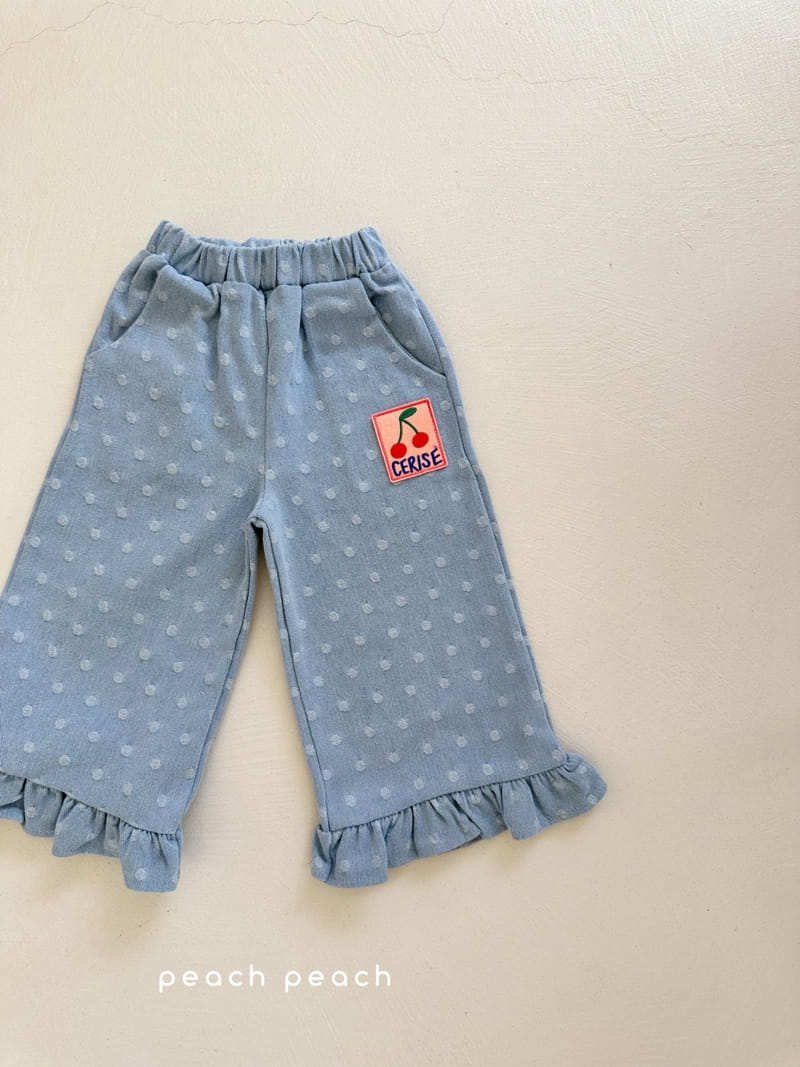 Peach-peach - Korean Children Fashion - #childrensboutique - Mozzi Dot Denim Pants - 4