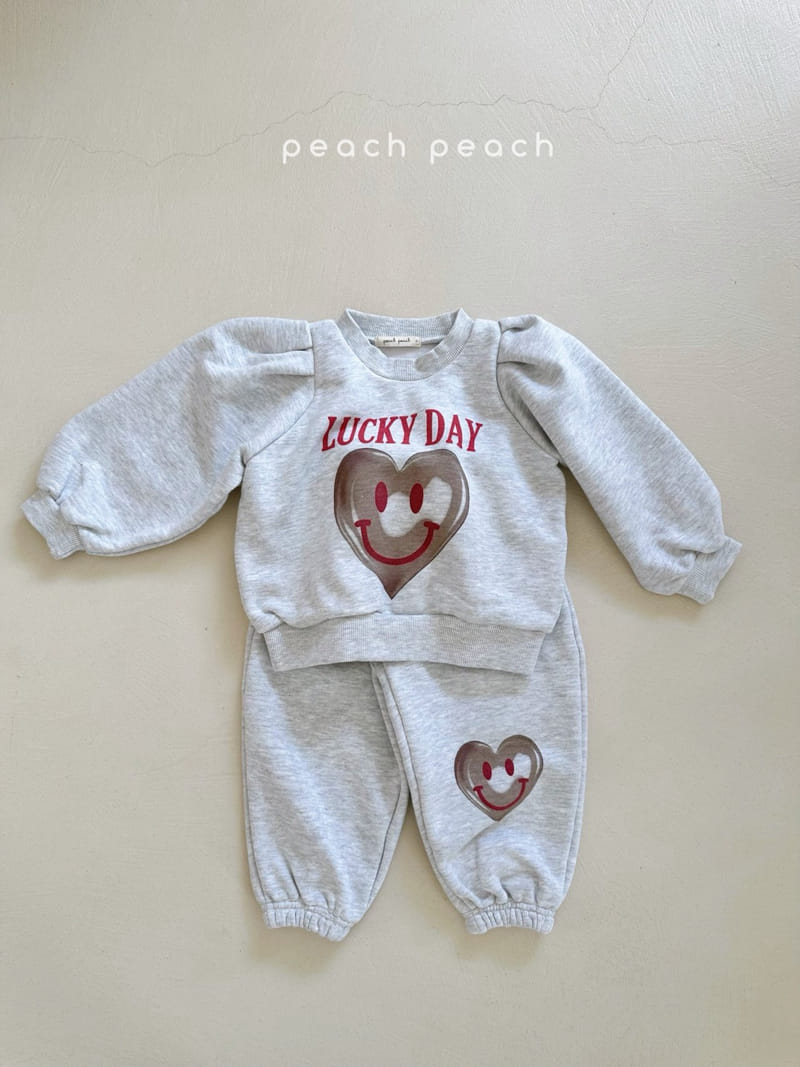 Peach-peach - Korean Children Fashion - #designkidswear - Lucky Day Top Bottom Set - 3