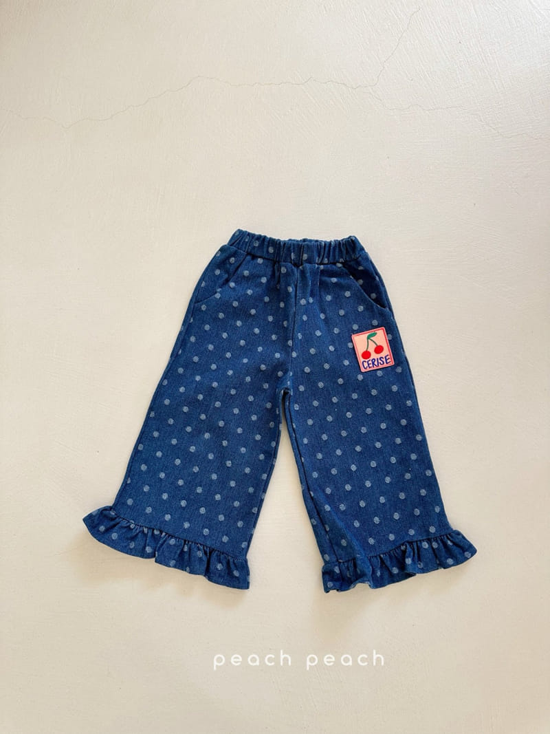 Peach-peach - Korean Children Fashion - #discoveringself - Mozzi Dot Denim Pants - 5