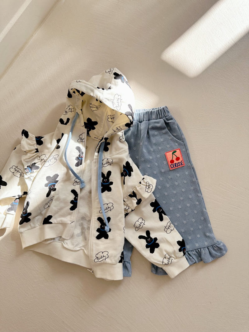 Peach-peach - Korean Children Fashion - #kidsshorts - Mozzi Dot Denim Pants - 7