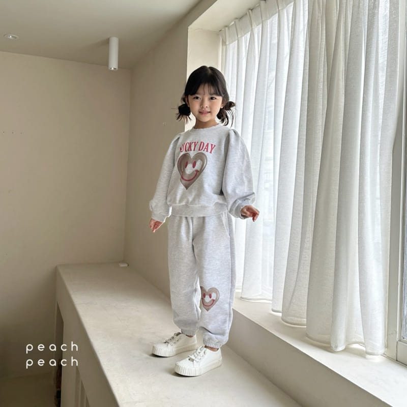 Peach-peach - Korean Children Fashion - #kidsshorts - Lucky Day Top Bottom Set - 6