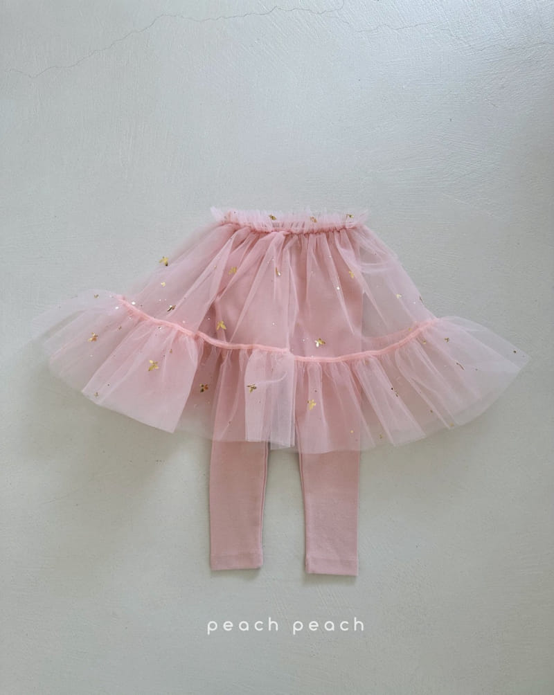 Peach-peach - Korean Children Fashion - #kidsshorts - Butterfly Tu Tu Skirt Leggings - 4