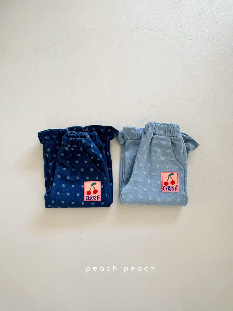 Peach-peach - Korean Children Fashion - #stylishchildhood - Mozzi Dot Denim Pants