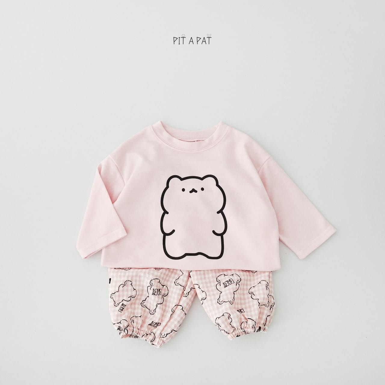 Pitapat - Korean Children Fashion - #Kfashion4kids - Bear Bebe Top Bottom Set - 8