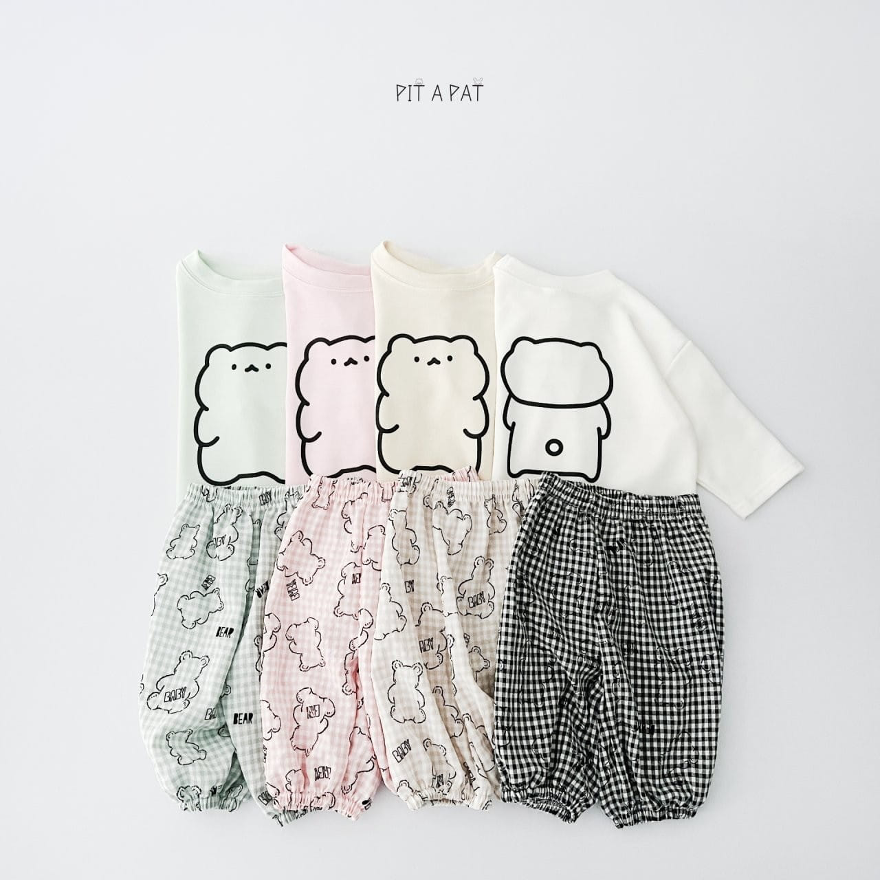 Pitapat - Korean Children Fashion - #designkidswear - Bear Bebe Top Bottom Set - 2