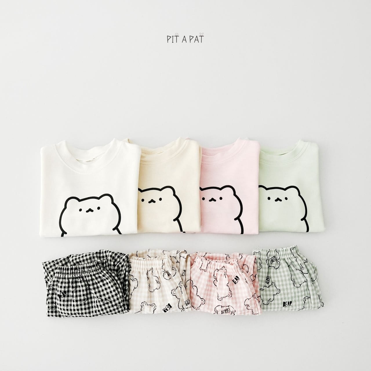 Pitapat - Korean Children Fashion - #discoveringself - Bear Bebe Top Bottom Set - 3