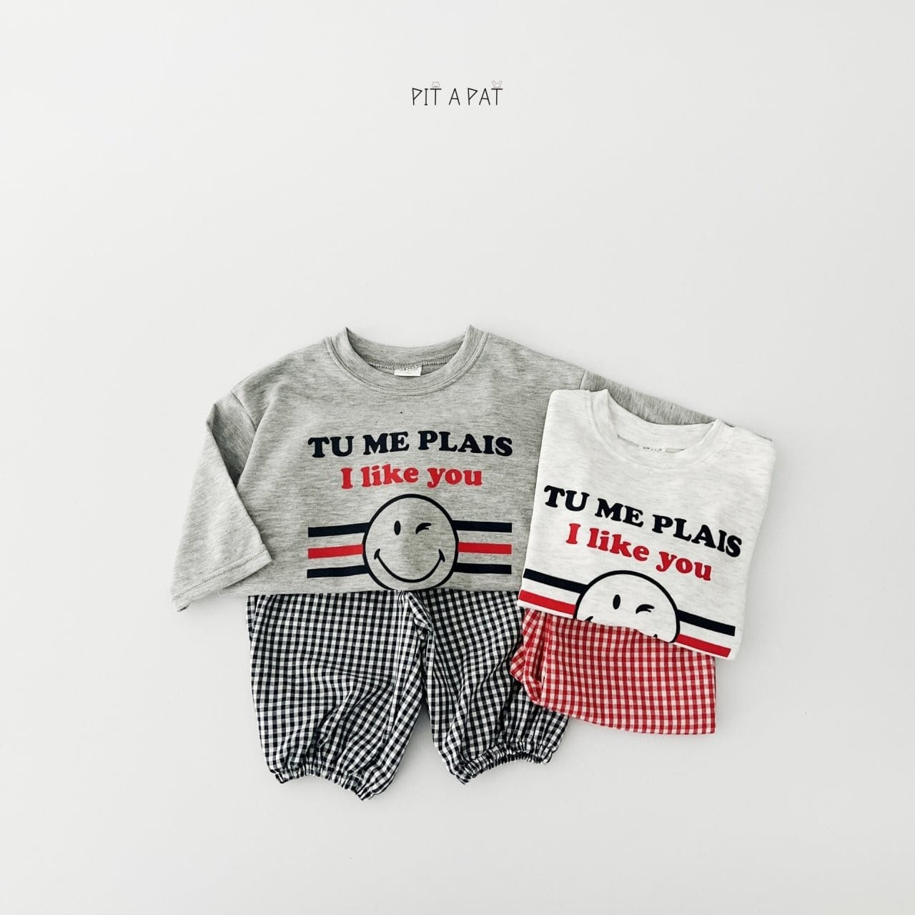 Pitapat - Korean Children Fashion - #fashionkids - I Like You Top Bottom Set - 5