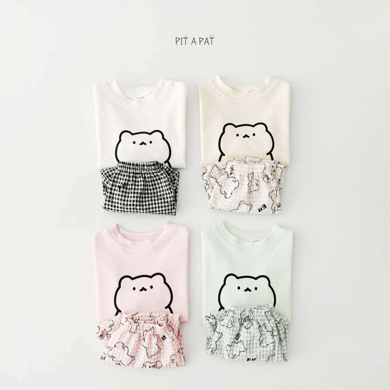 Pitapat - Korean Children Fashion - #discoveringself - Bear Bebe Top Bottom Set - 4