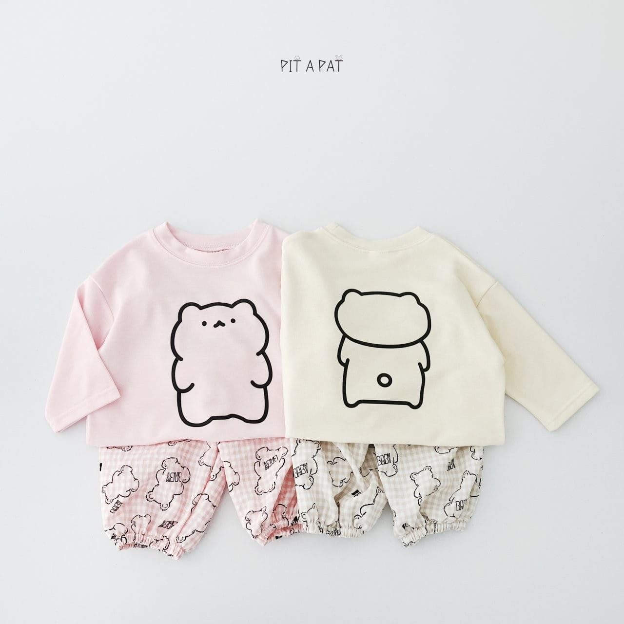 Pitapat - Korean Children Fashion - #kidzfashiontrend - Bear Bebe Top Bottom Set - 7