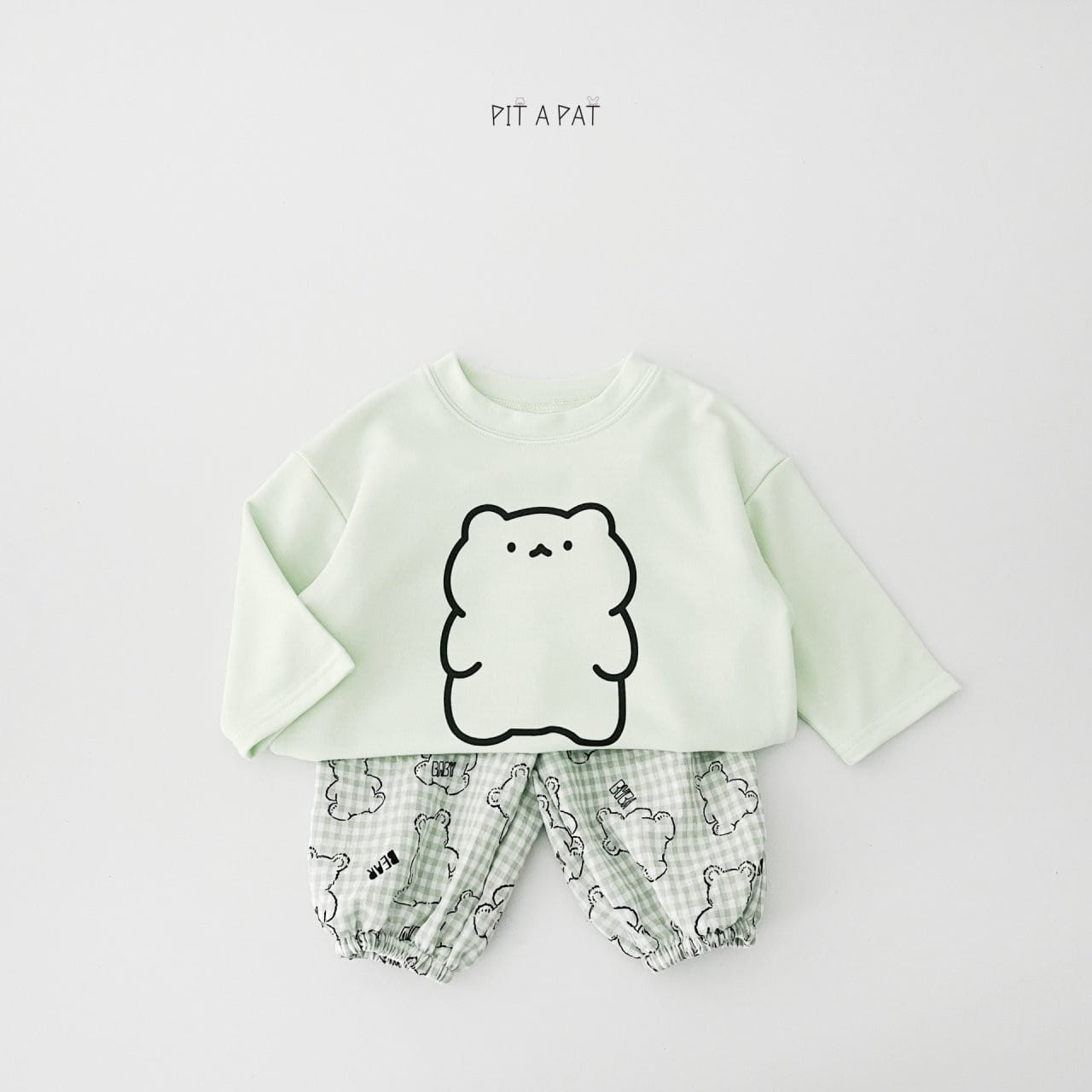 Pitapat - Korean Children Fashion - #littlefashionista - Bear Bebe Top Bottom Set - 9