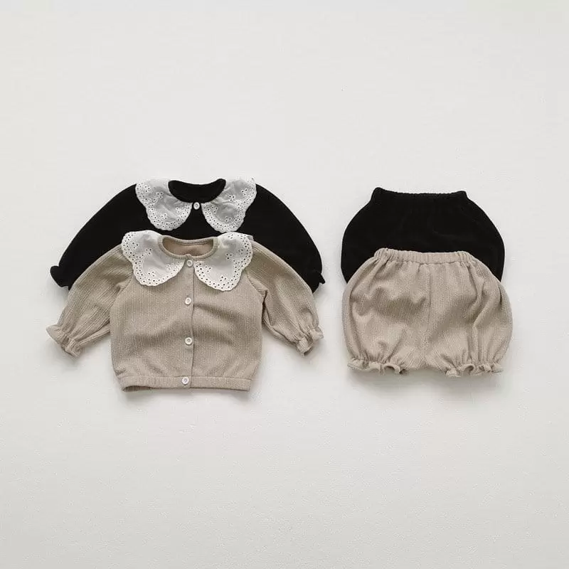 Reve Kid - Korean Baby Fashion - #smilingbaby - Lace Collar Top Bottom Set