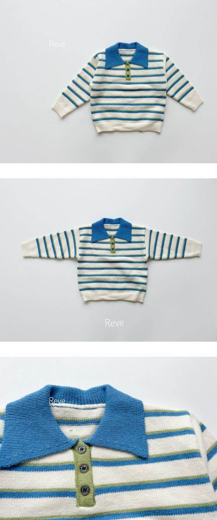 Reve - Korean Children Fashion - #todddlerfashion - Blue Point Collar Knit - 3